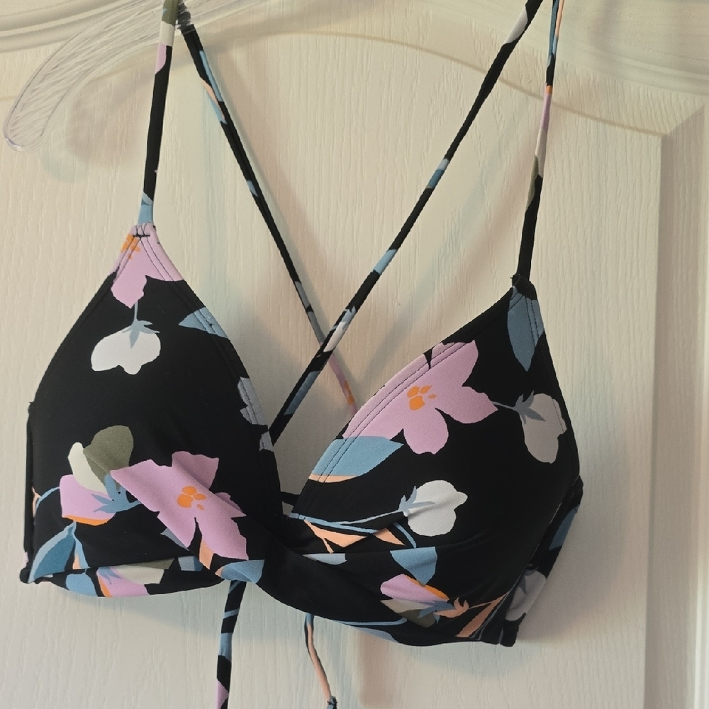 Hula Honey Black Floral Bikini Top
